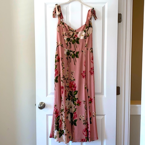 Midi pink and green floral dress from Reformation, size 10 - Picture 2 of 4